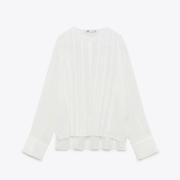 π ZARA IVORY PRRFORATED THE MONA BLOUSE! - Picture 16 of 16